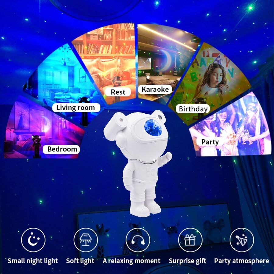 Astronaut Galaxy Projector Lamp Starry Star Bluetooth Music Night Light With Remote