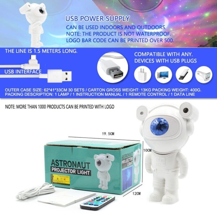 Astronaut Galaxy Projector Lamp Starry Star Bluetooth Music Night Light With Remote